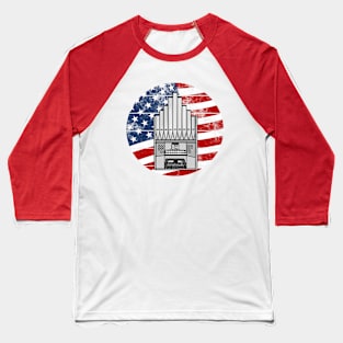 Church Organ USA Flag Organist Musician 4th July Baseball T-Shirt